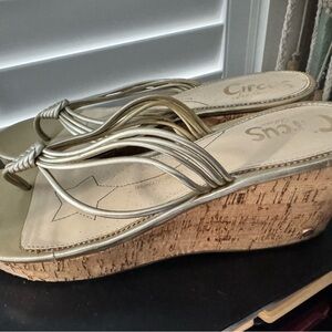 Circus by Sam Edelman Metallic Gold Strappy Cork Wedge Sandals